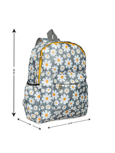 Crayton Backpack in Grey Floral Print with Pouch