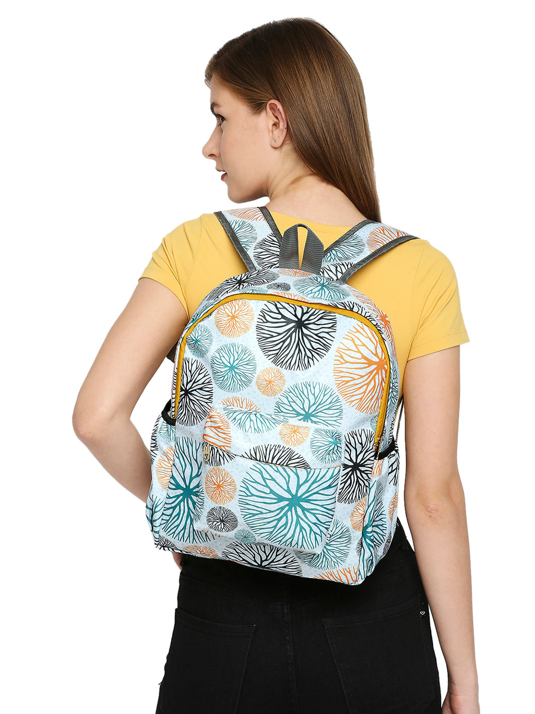 Crayton Backpack in White Floral Print with Pouch